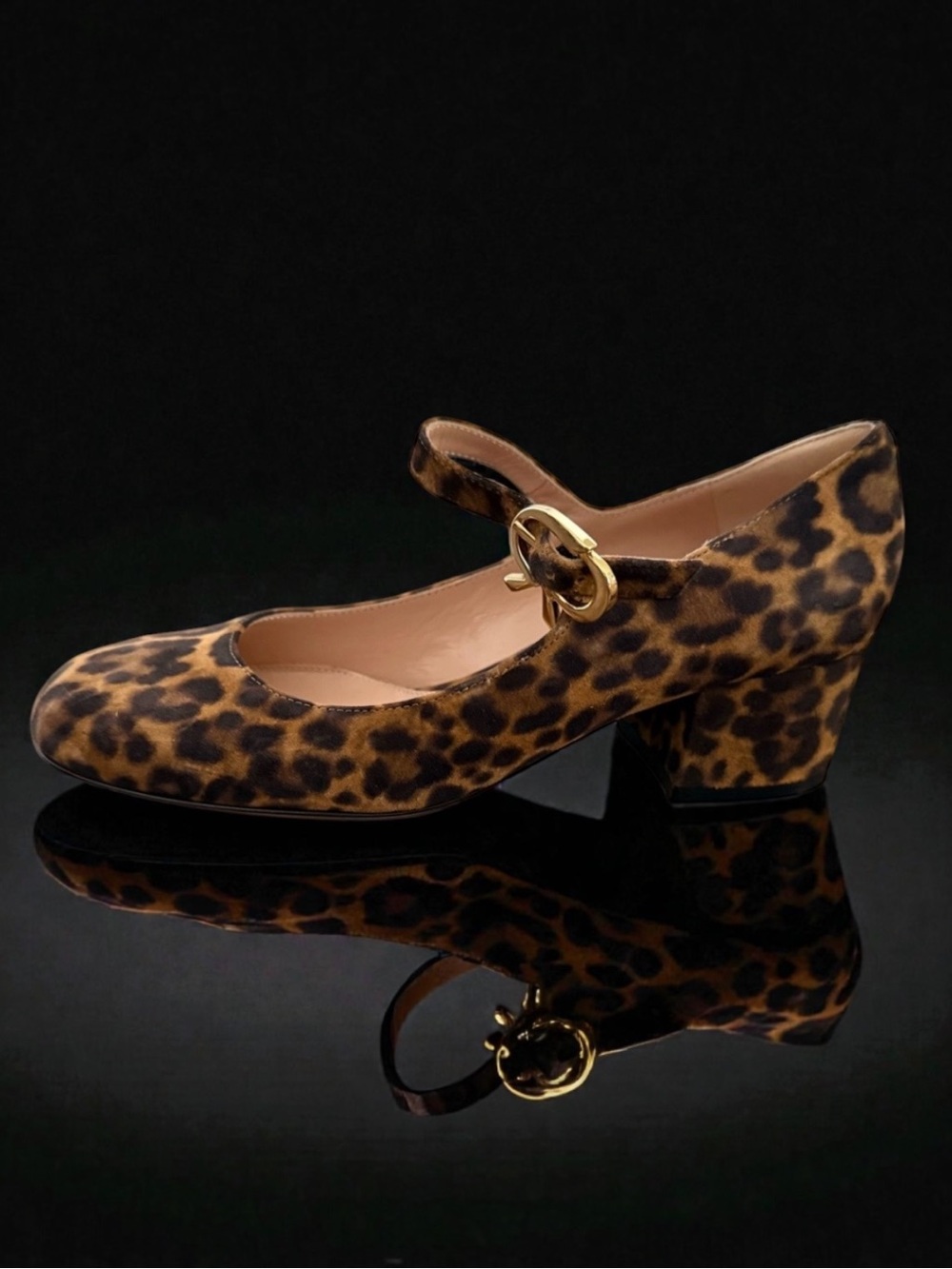 Gianvito Rossi Mary Ribbon 45mm Heel Leopard-print Suede Mary Jane Pumps 37